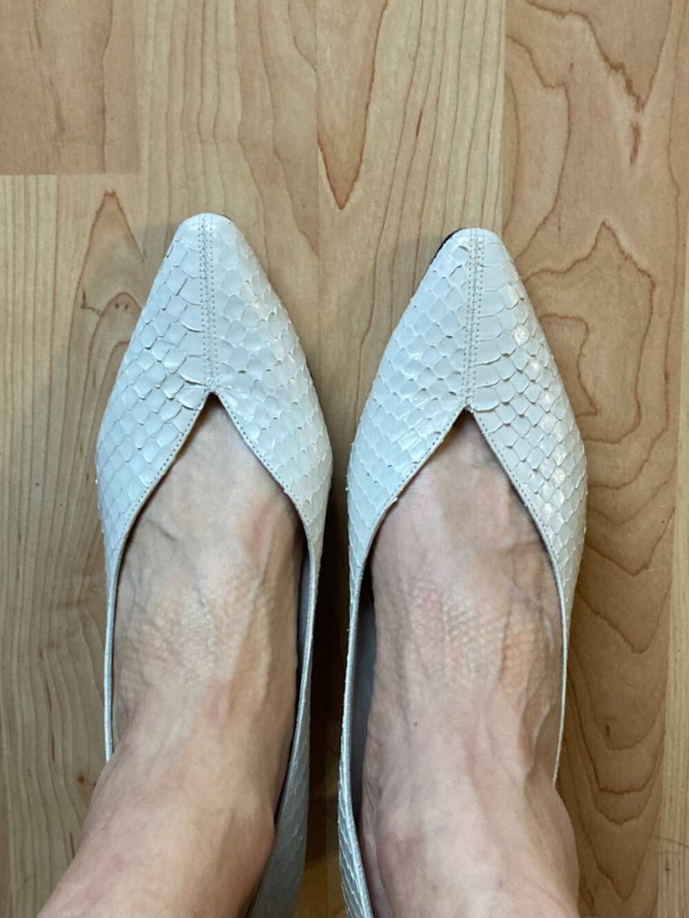 Vintage Thomas Wallace Cream Snakeskin Shoes - Picture 5 of 9